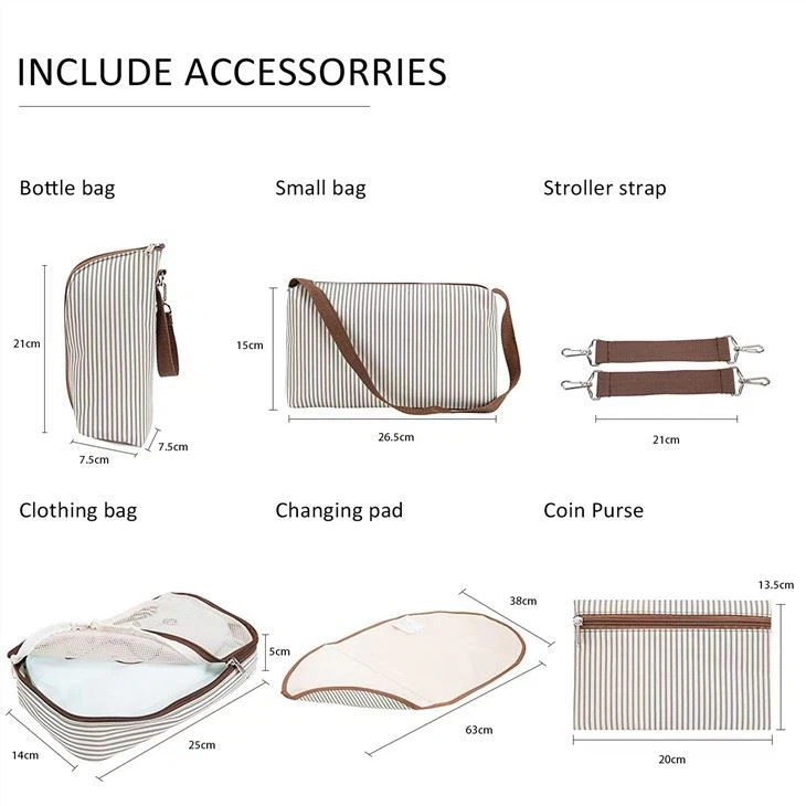 7-Pieces Set Diaper Bag